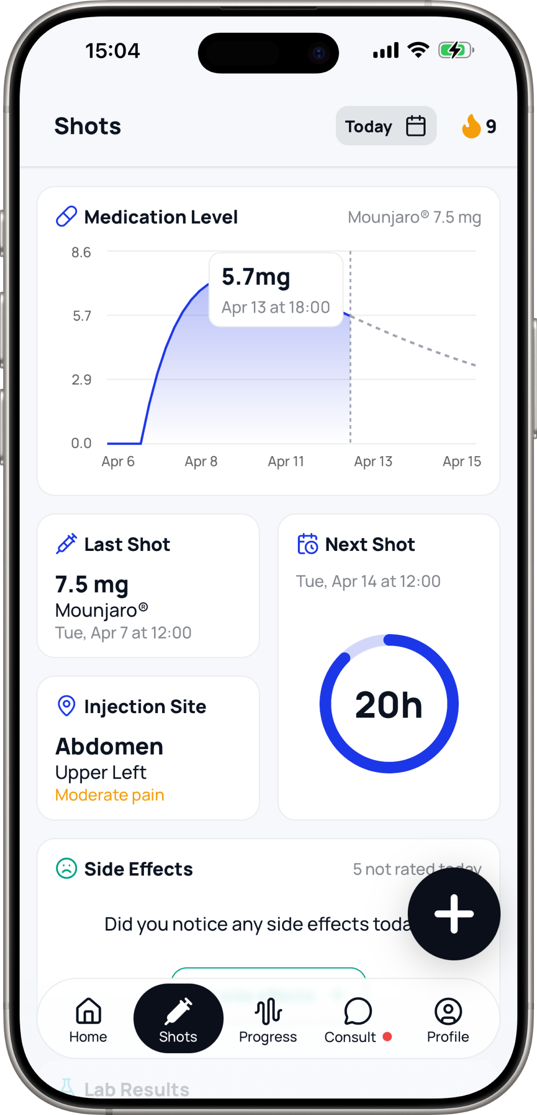 Medication tracking screen